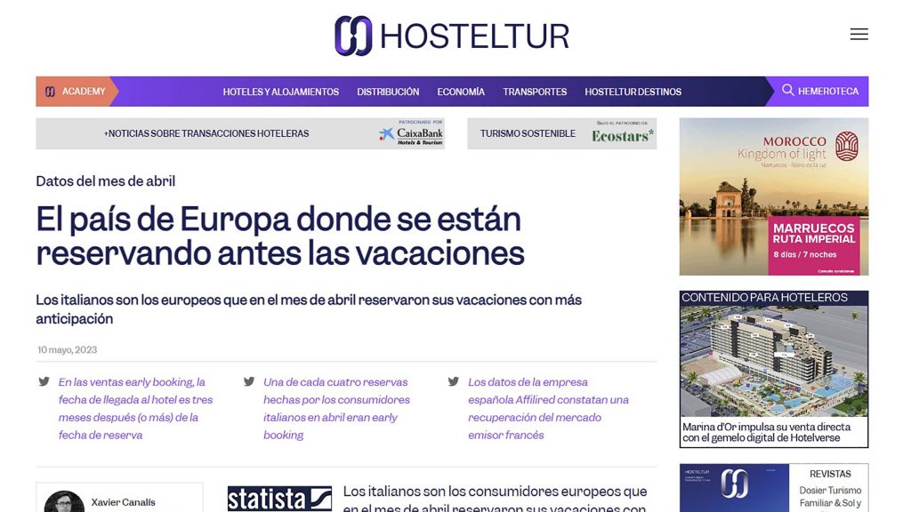 Noticias Hosteltur-El país de Europa donde se están reservando antes las vacaciones