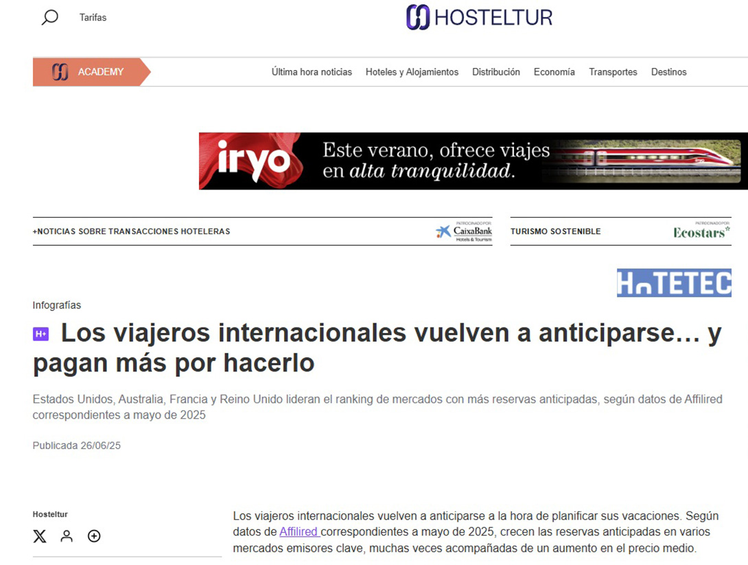 Los viajeros internacionales vuelven a anticiparse… y pagan más por hacerlo